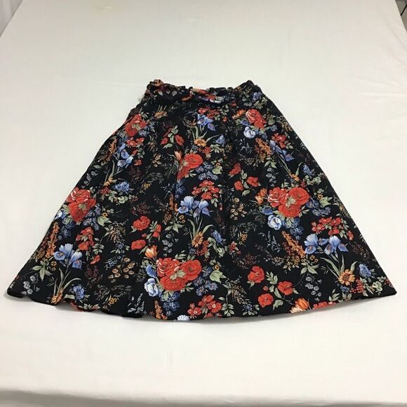 H&M Black Floral Print Paper Back Waist Self Tie Belt Size Small - Picture 4 of 8
